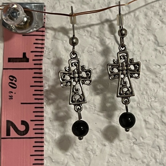 Gothic Cross Dangly Earrings - Picture 1 of 2